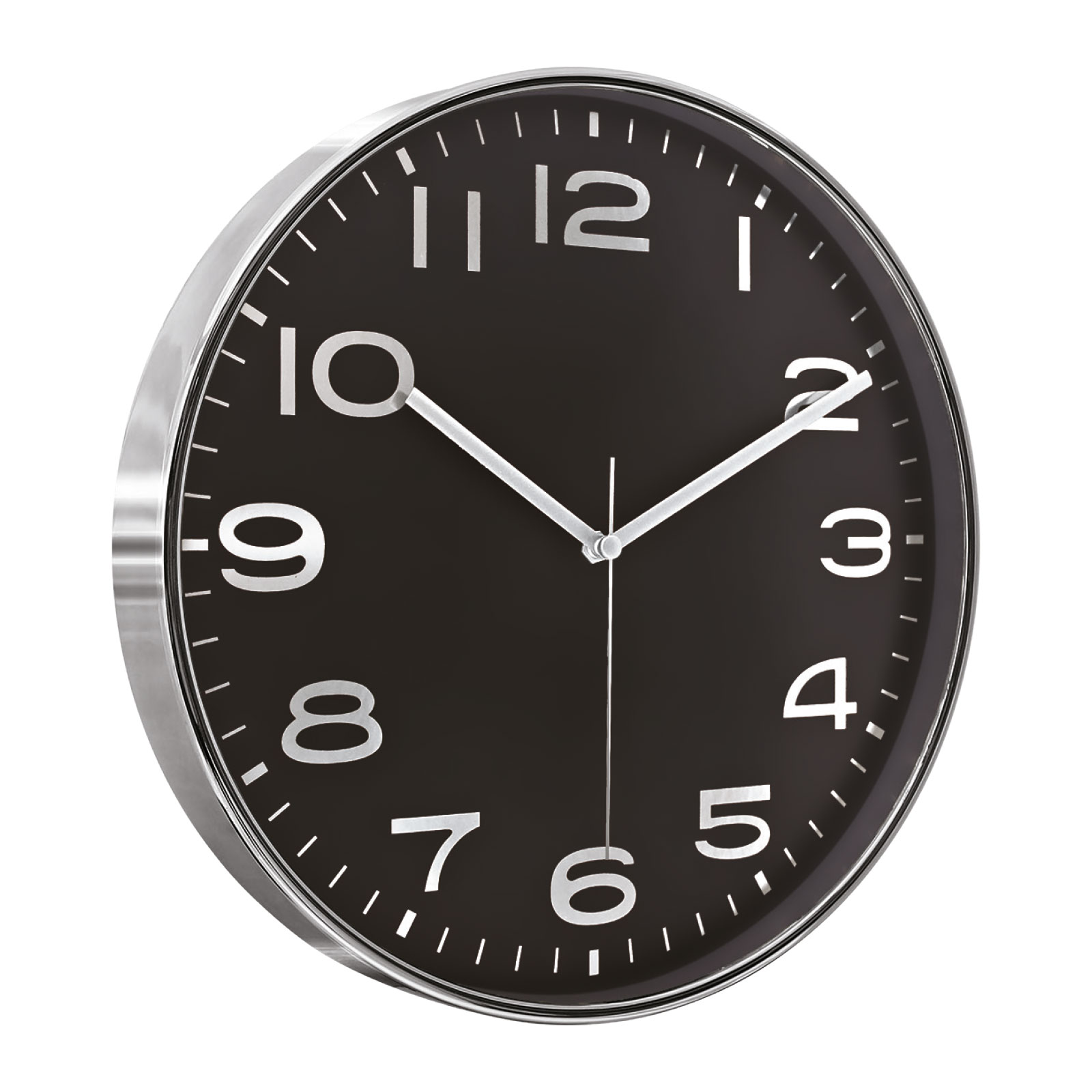 Promosyon Hades 406 Siyah Gümüş Metalize Çerçeve Duvar Saati 380 mm